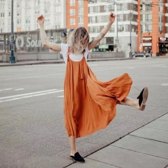 Free People Back to You Midi Jumper Burnt Orange Size S - Picture 5 of 8